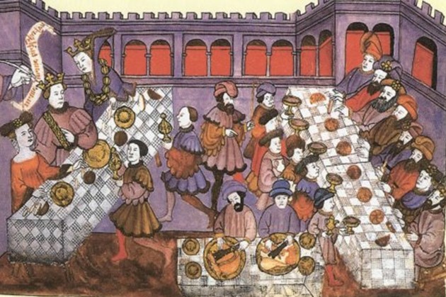 medieval lords at a banquet