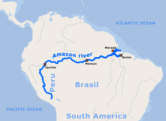 a map of the amazon river in south america 