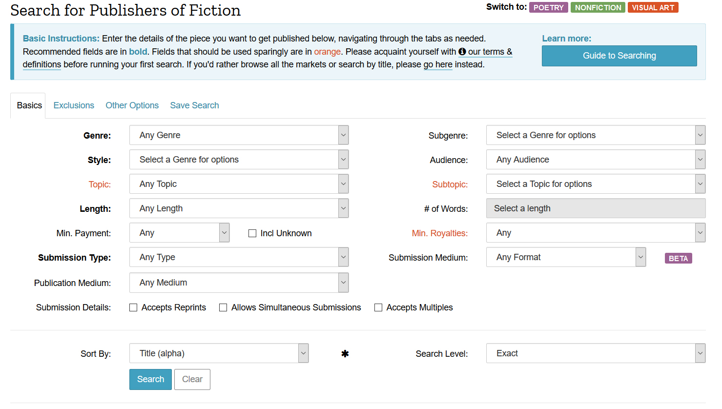 tools for writers duotrope